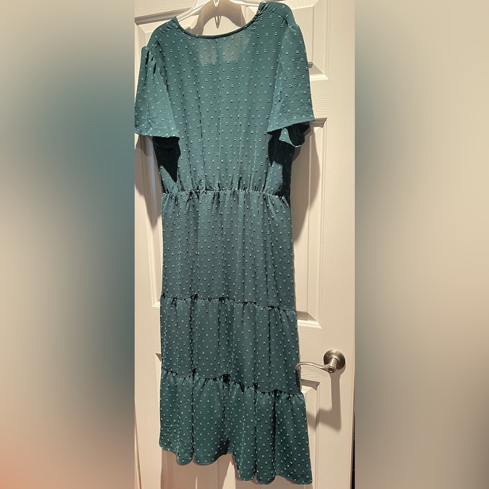 Dark Green Polka Dot Dress XXL Tea length - Picture 6 of 11